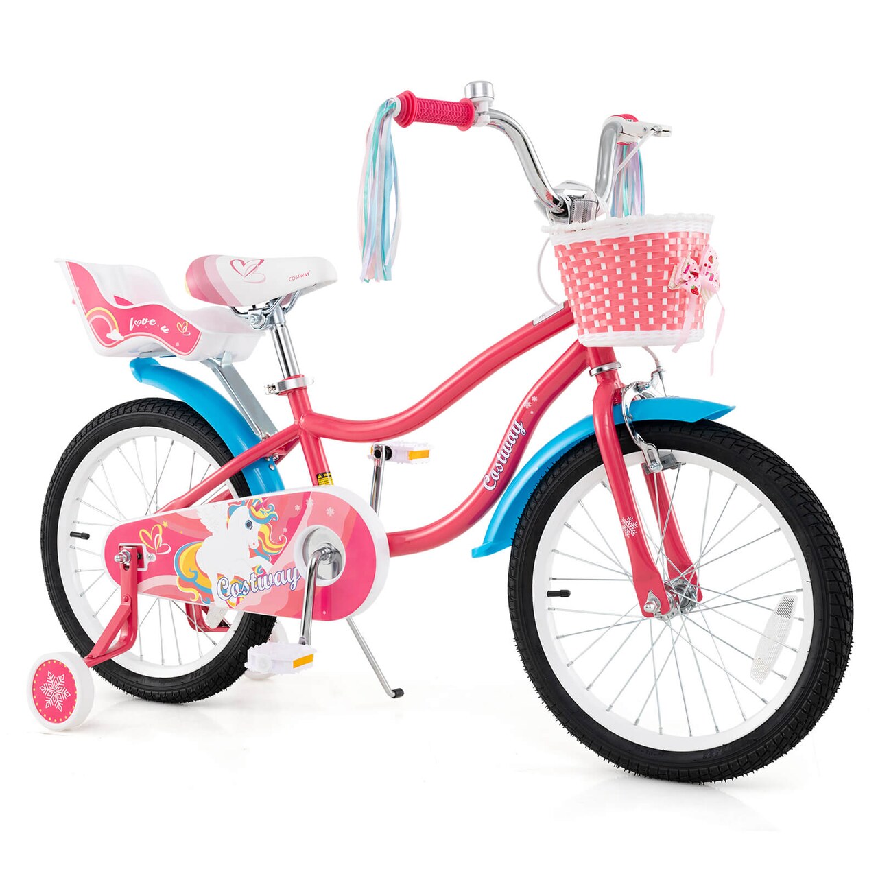 Costway 14/18 Inches Kids Bicycle with Training Wheels & Basket for Boys & Girls